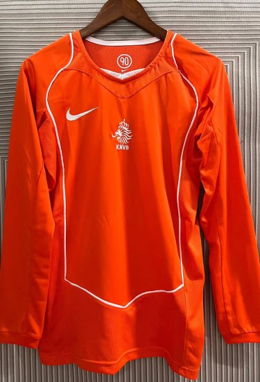 2004 Retro Netherlands Holland home long sleeves soccer jersey